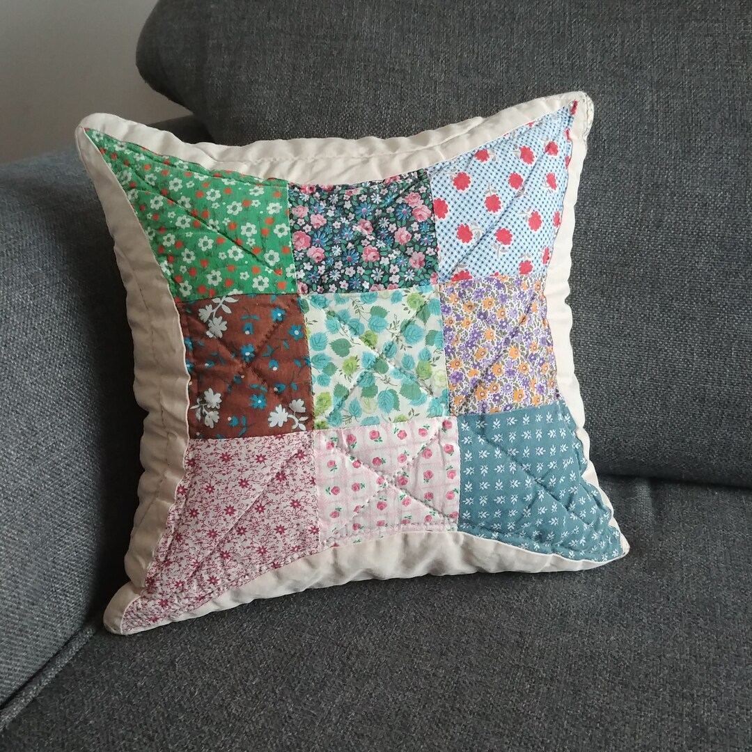 Vintage Quilt Pillow Cover, Repurposed Quilt Cushion Cover Etsy
