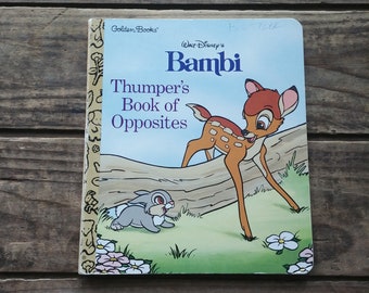 Bambi, Thumper's Book of Opposites, Walt Disney, board book, vintage 1990s