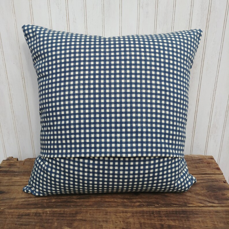 Navy Gingham Pillow Cover Blue Check Cushion Cover Farmhouse Etsy