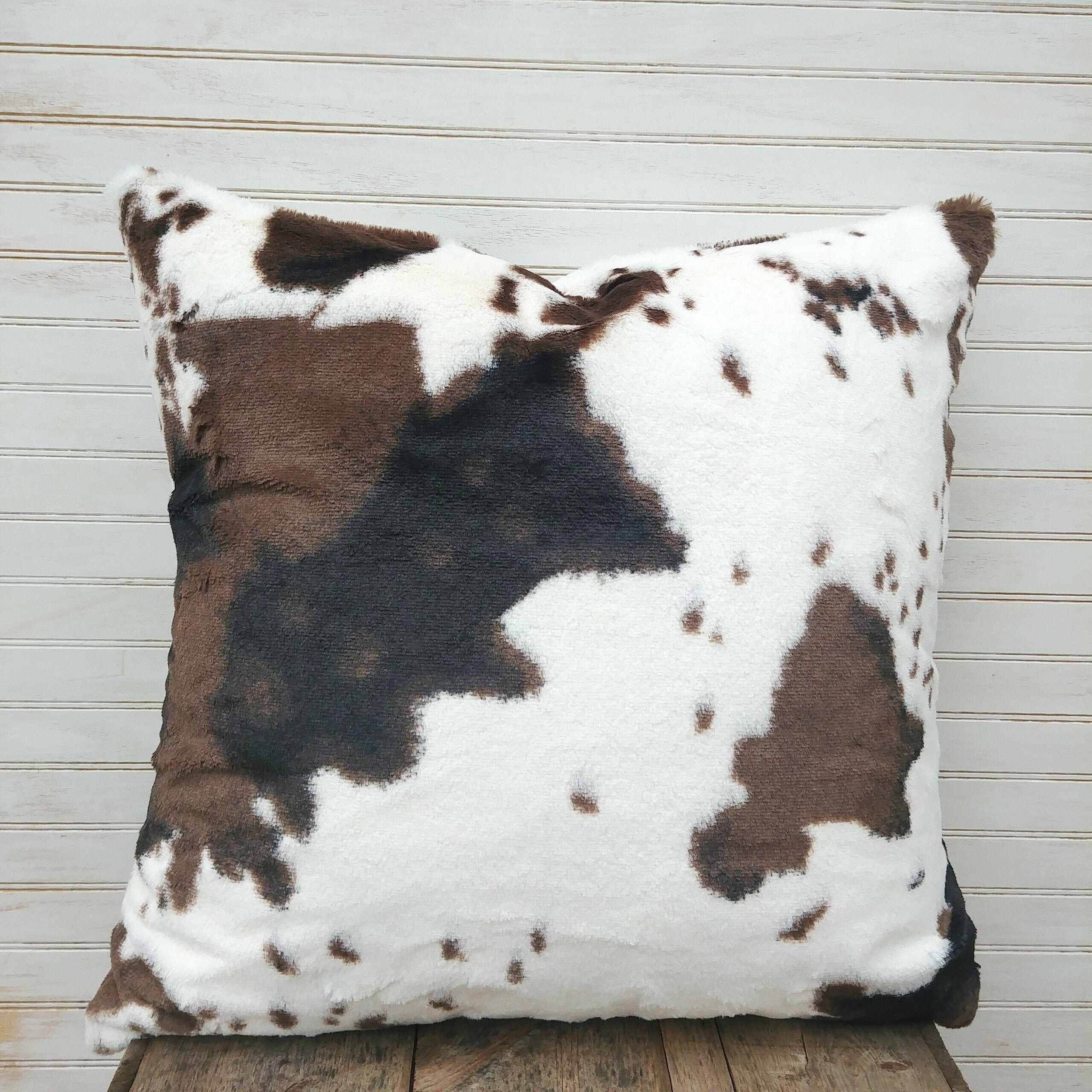 Faux Cowhide Plush Pillow Cover Ranch and Lodge Decor Cushion Etsy