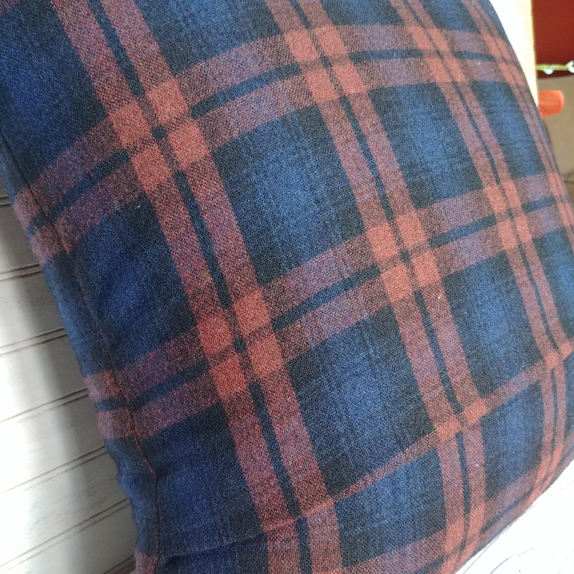 Rust and Navy Plaid Pillow Cover Wool Type Tartan Cushion Etsy Ireland