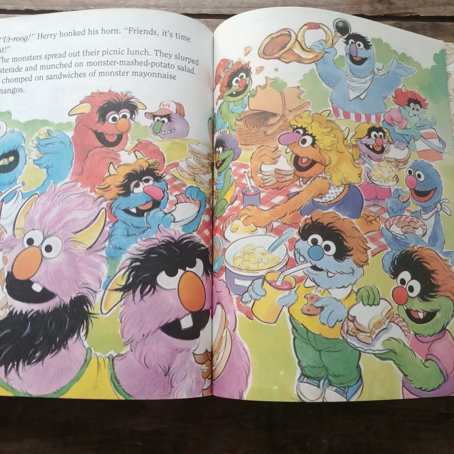 The Monster's Picnic Sesame Street Vintage Little Golden Etsy