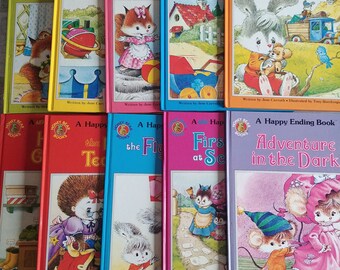 Lot of 10 Happy Ending Books, by Jane Carruth, Vintage 1980s, Tiggy, Hoppity, Lucky etc Stories for Children