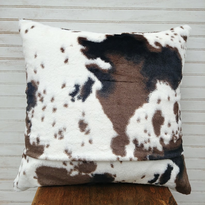 Faux Cowhide Plush Pillow Cover Ranch and Lodge Decor Cushion Etsy