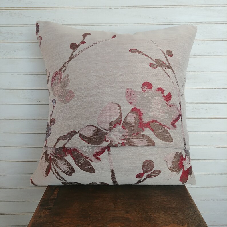 Gray and Burgundy Floral Pillow Cover Dark Red on Grey Etsy