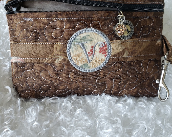 Monogrammed 'V' Zipper Pouch, Dog Walk Belt Bag