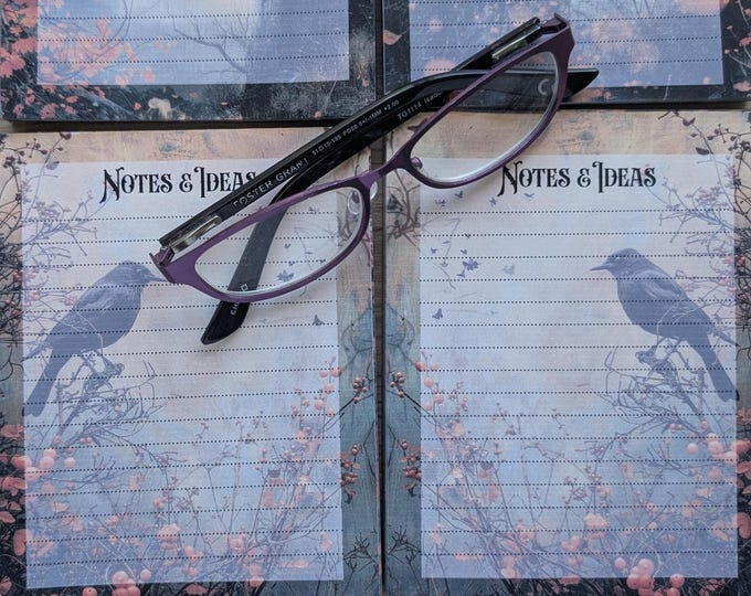 Notepads with writing lines, witch, crow, castle designs, dark academia, gothic,