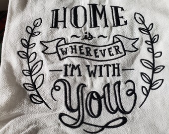 White flour cloth 28x28"  embroidered dishtowel,