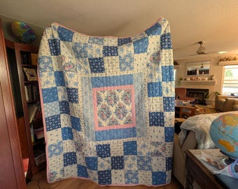 From Tilda's "Something Blue" collection - A queen sized handmade quilt