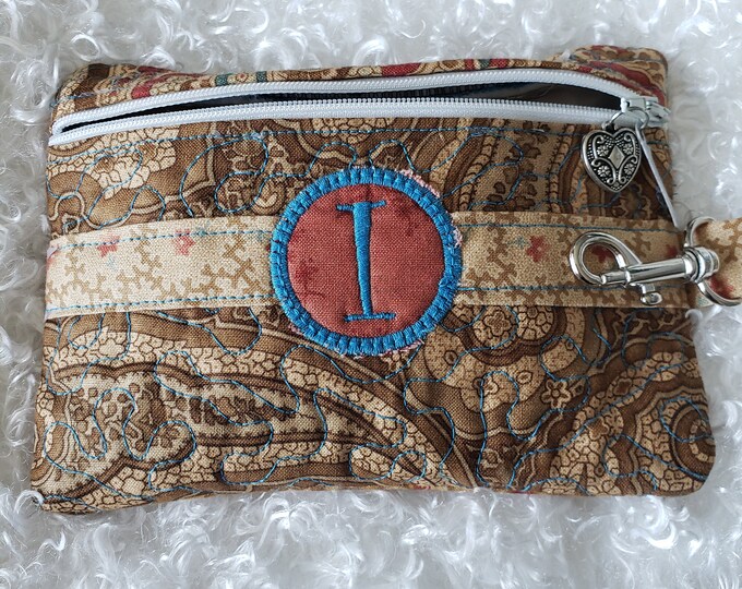 Monogrammed 'I' Zipper Pouch, Dog Walking Belt Bag