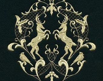 Reindeer Crest Pillow cover - Black cover - gold thread