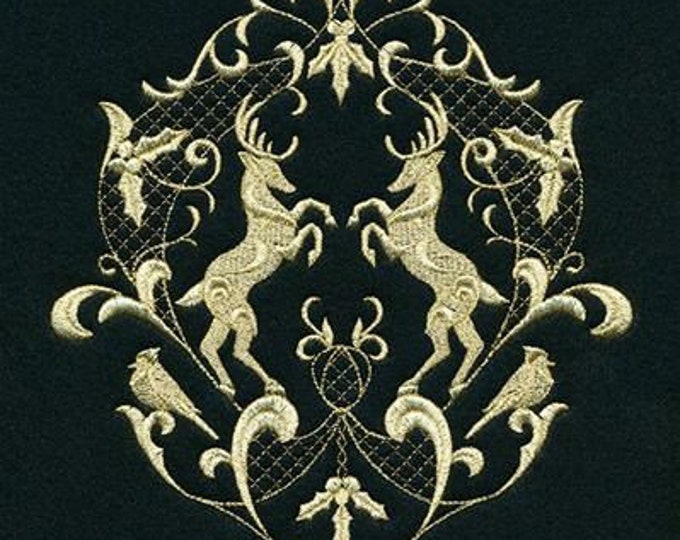 Reindeer Crest Pillow cover - Black cover - gold thread