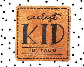 Kunstlederlabel - coolest kid in town *iron-on*