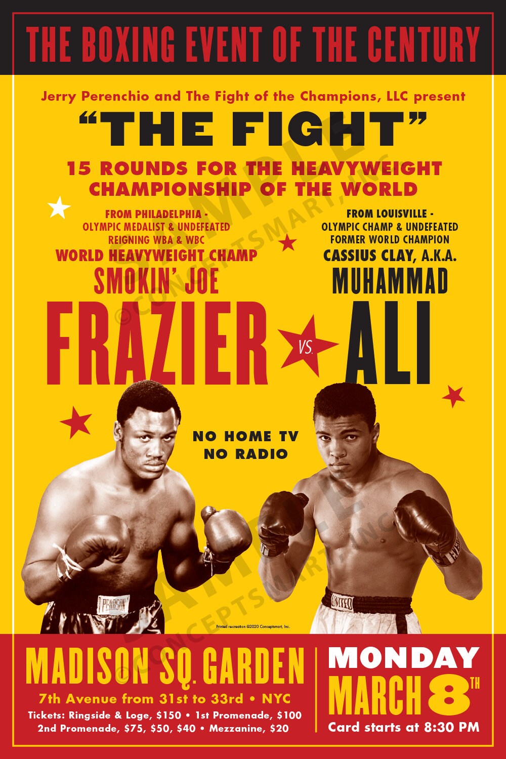 Joe Frazier Vs Muhammad Ali – 1971 Fight Promotion Poster – Vintage Boxing