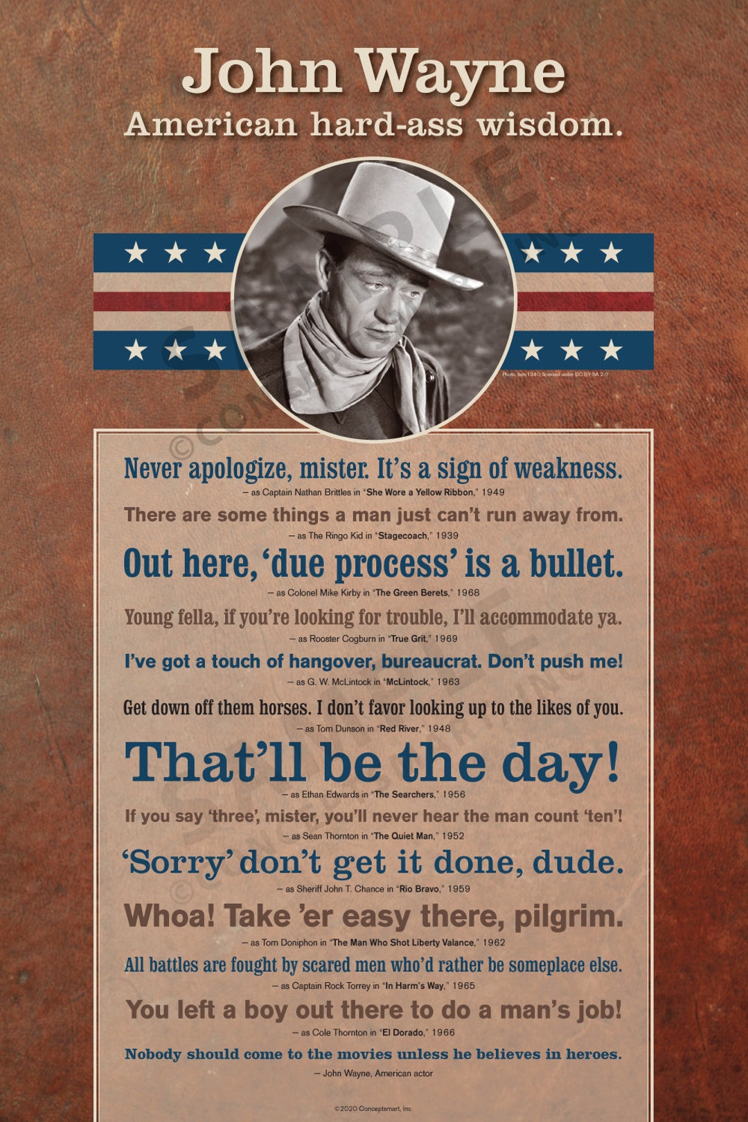 John Wayne American Hard-ass Wisdom Poster