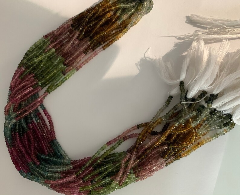 Watermelon tourmaline faceted beads