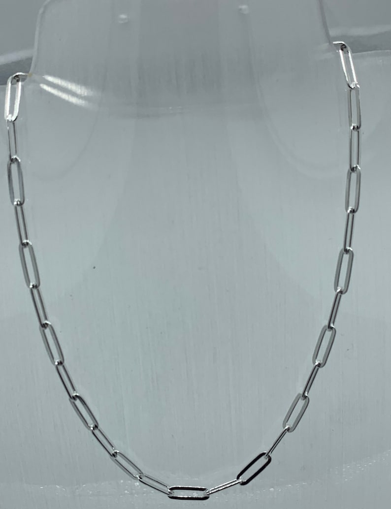 Sterling Silver Paper Clip Chain Necklace Etsy