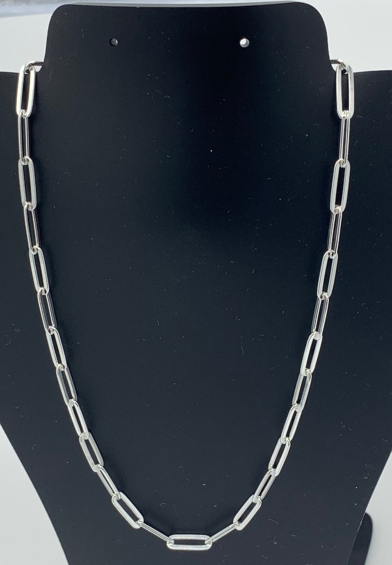 Sterling Silver Paper Clip Chain Necklace Etsy