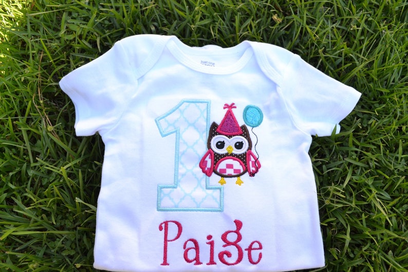 Owl First 1st Birthday Shirt Owl Shirt Girl Birthday Shirt Monogrammed Birthday Shirt Owl Birthday Shirt for Girls 2nd Second