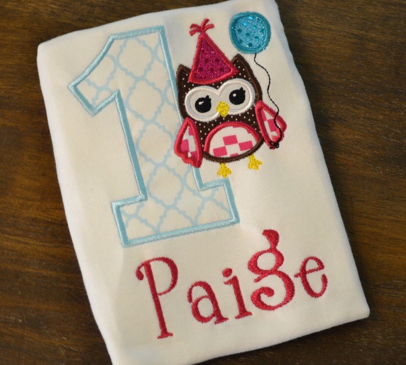 Owl First 1st Birthday Shirt Owl Shirt Girl Birthday Shirt Monogrammed Birthday Shirt Owl Birthday Shirt for Girls 2nd Second