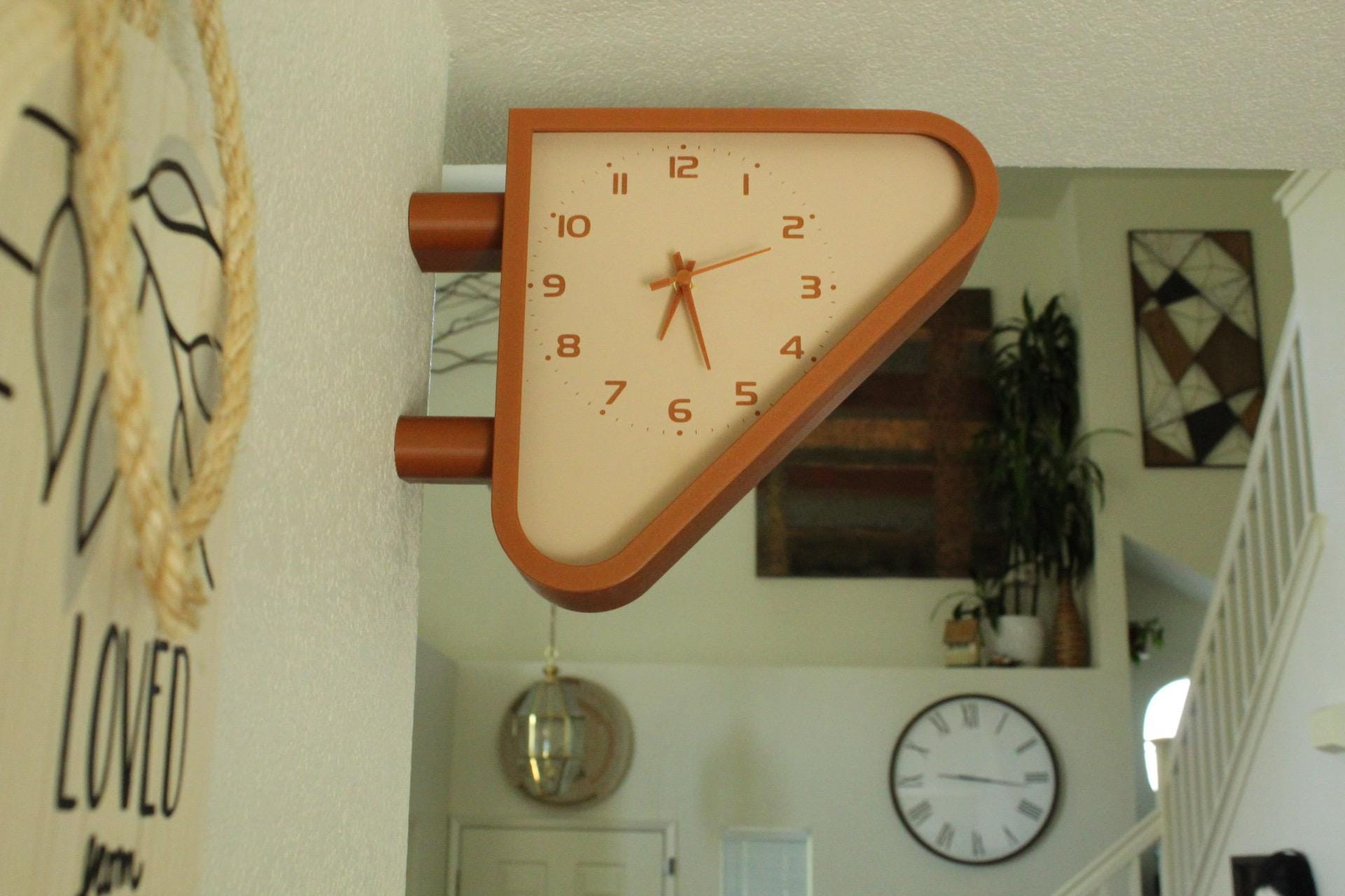 Double-sided Station Wall Clock | Retro Mid-century Decor | 3D