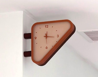 Double-Sided Station Wall Clock | Retro Mid-Century Decor | 3D Printed