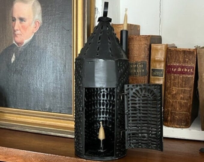 Colonial Tin Punched Lantern. Primitive Style Hanging Lantern. Etsy