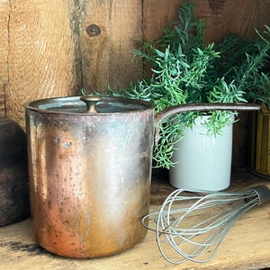 19th Century French Copper Sauce Pot with Lid, Wrought Iron Handle, Engraved COC Initials