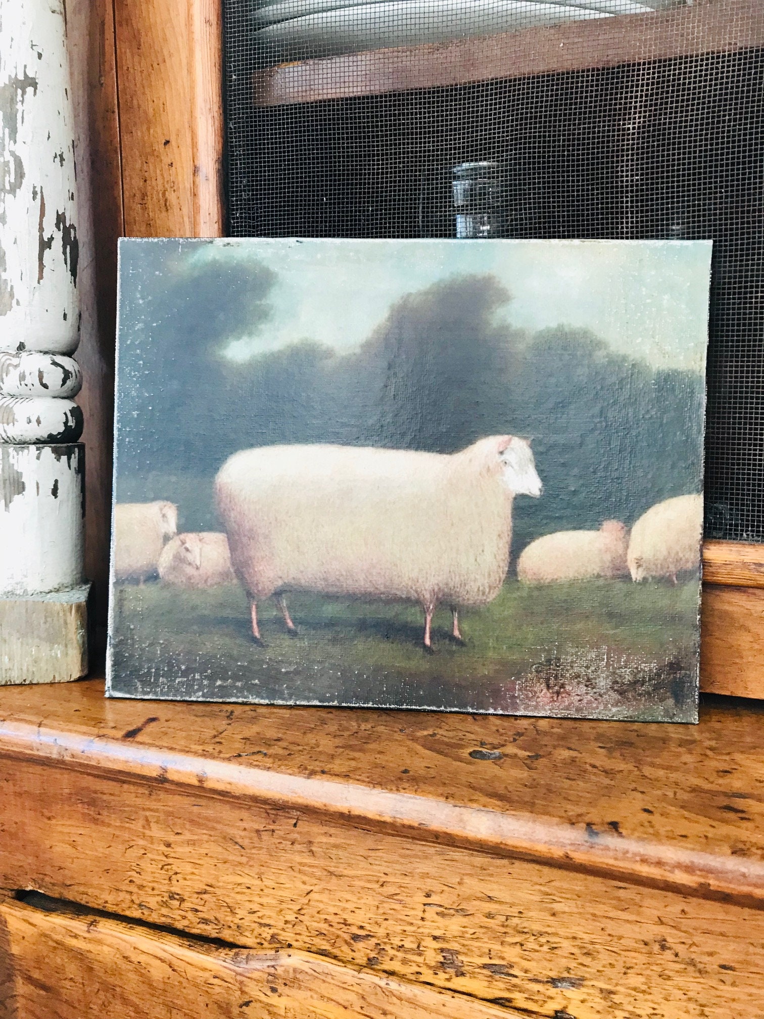 Folk Art Canvas Sheep Print. Handmade Print On Canvas Sheep On Etsy