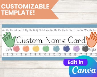 Customizable Name Cards Canva Template: Classroom Desk Tags (Digital Download)