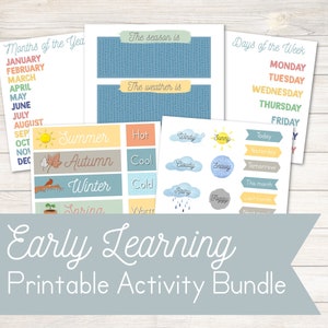 Activiteitenbundel vroeg leren, ochtendtijd, weerkaart, kalender, tijd, seizoenen, lesgeven, maanden, dagen van de week, kleuterschool