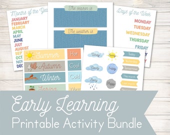 Preschool Learning Charts: Weather, Calendar, Seasons (Digital Download)