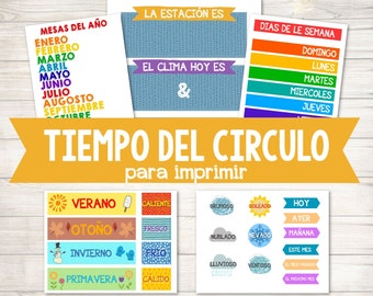 Spanish Circle Time Printables: Calendar, Weather, Seasons (Digital Download)