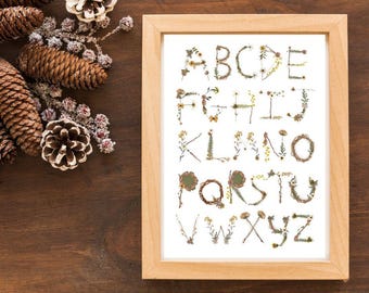 Early Learning Nature themed Dried Floral Alphabet Printable Poster Pack