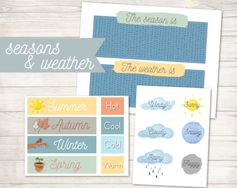 Seasons & Weather Chart Printable: Preschool Learning Activity (Digital Download)
