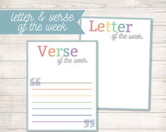 Letter & Verse of the Week Printable: Early Learning Activity (Digital Download)