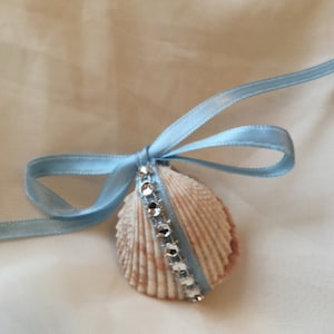 Proposal Seashell blue ribbon seashell ring Box,Beach proposal ring box,seashell with ribbon box,Something blue gift,unique Beach Ring Box