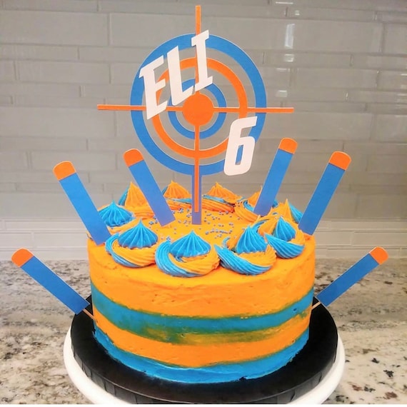 Nerf inspired birthday cake topper nerf cake topper bullseye Etsy