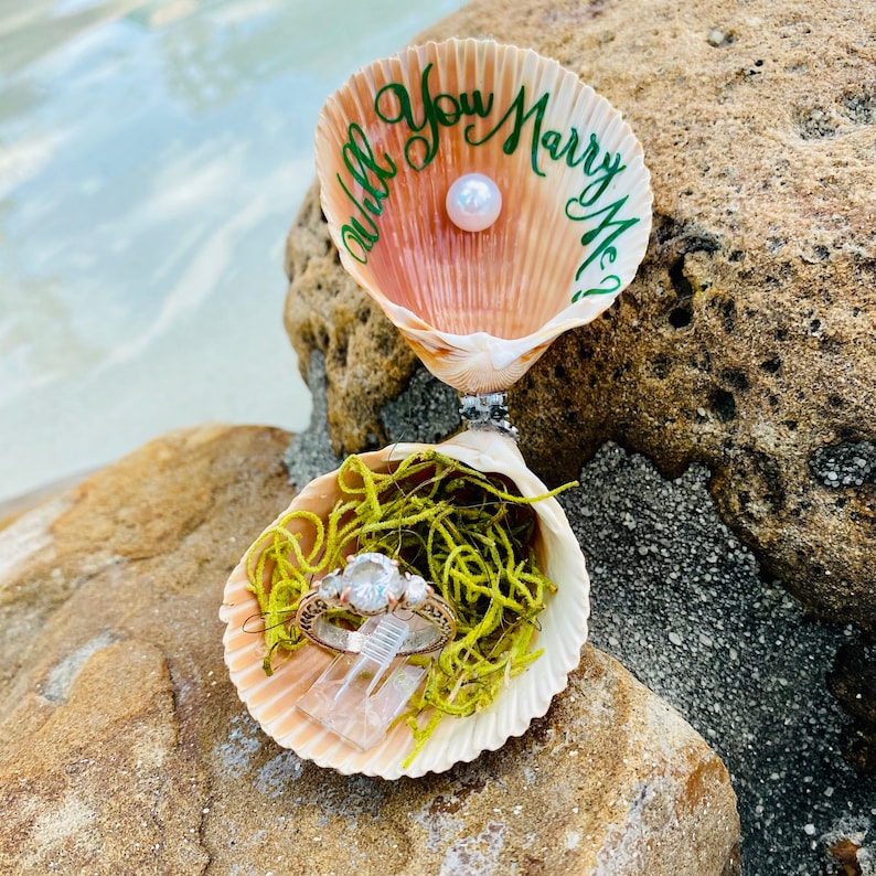 Proposal Seashell Ring Box/seashell Wedding Ring Box/shell Etsy