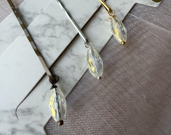 Austrian Crystal Cone Bobby Pins, Gold Silver Bridal Hair Accessories (Set of 8)