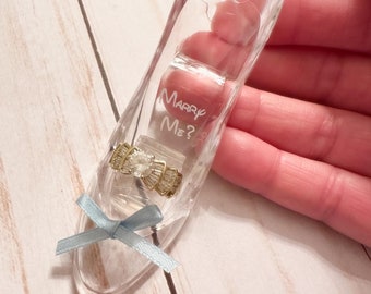 Acrylic Glass Slipper Ring Holder: Cinderella Fairytale Proposal