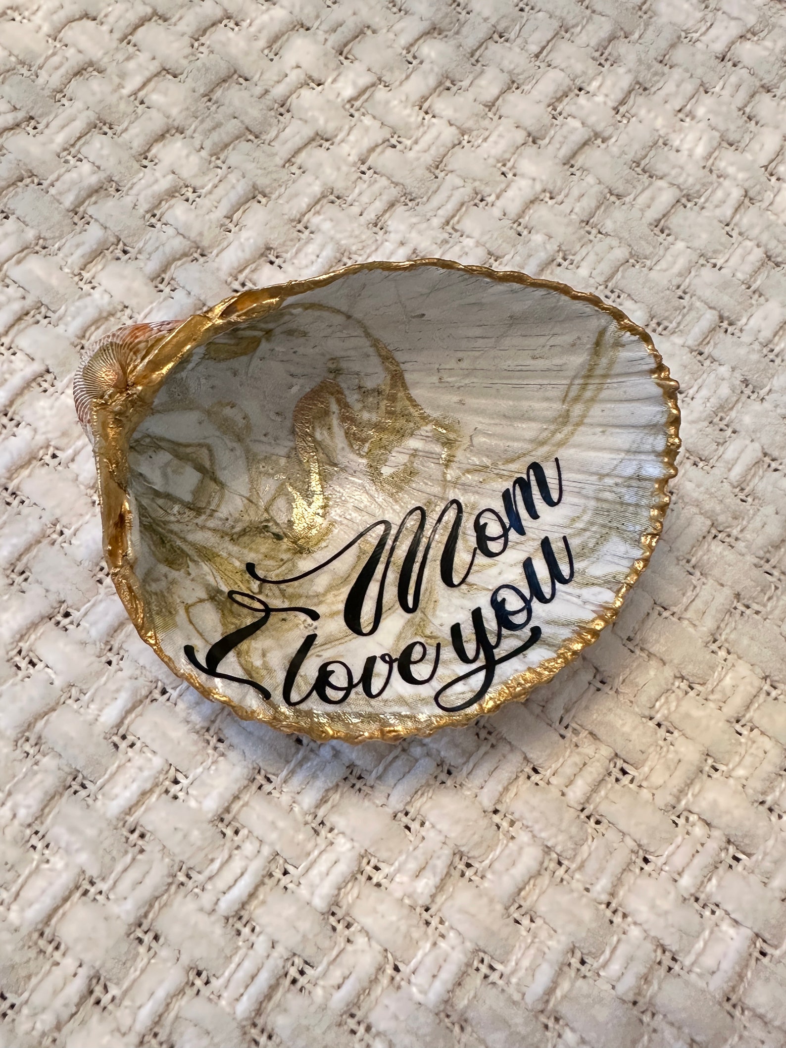 Seashell Decoupage Message Ring Dish, Trinket Shell, Mom Gift, Friend ...