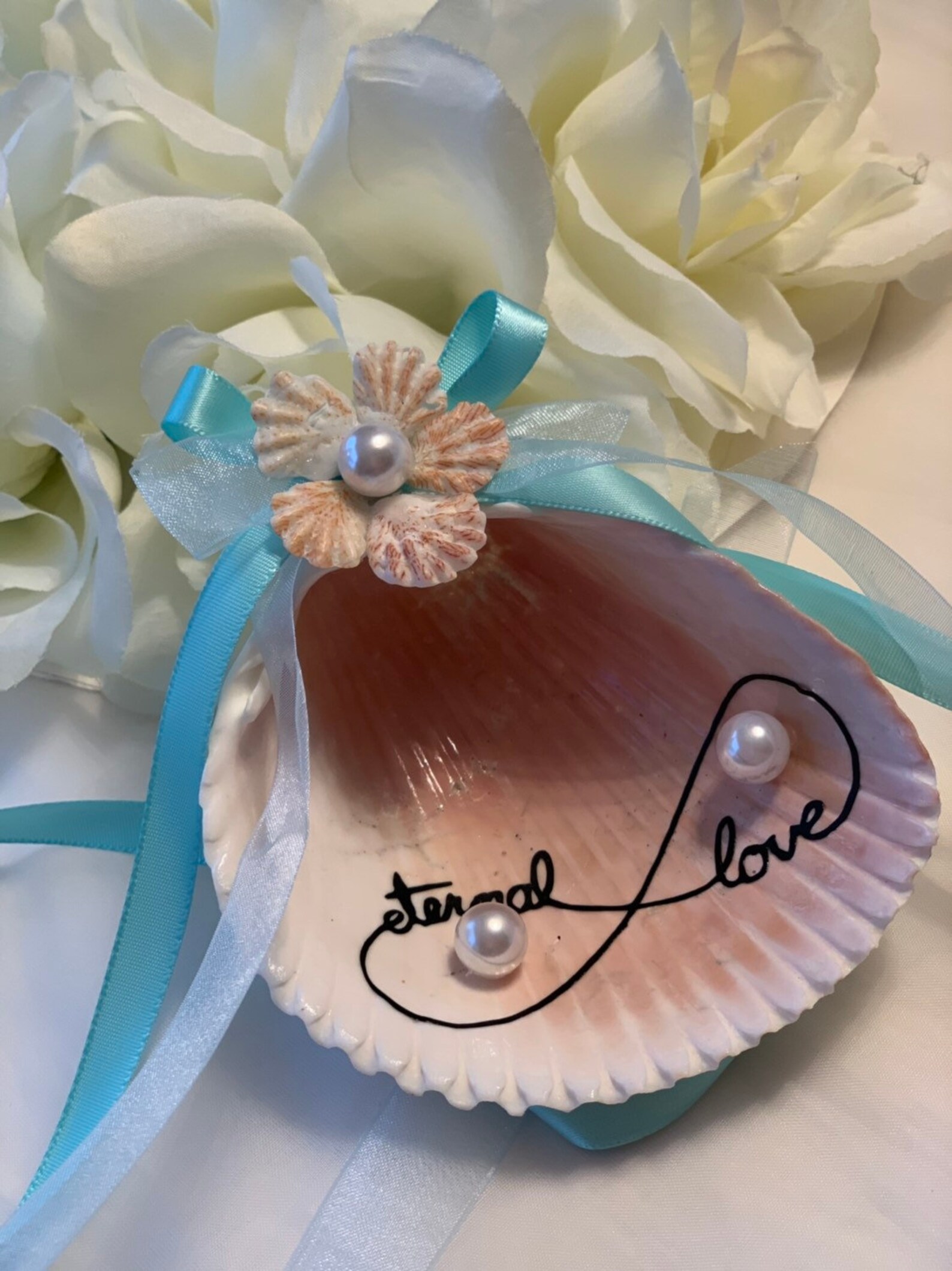 Seashell Wedding Ring Holder Beach Ring Pillowseashell Etsy