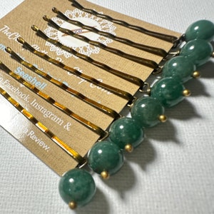 Set van 8 echte jade haarspeldjes, groene kralen bruids haarspeldjes, bruids haaraccessoire, bruidsfeest haar, jade haarspelden