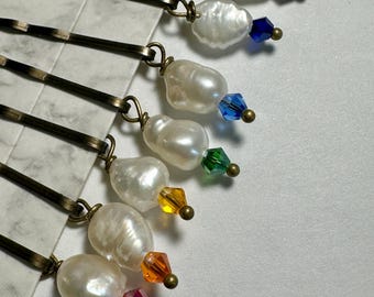 Freshwater Pearl Bobby Pins: Set of 8 Bridal Hair Accessories