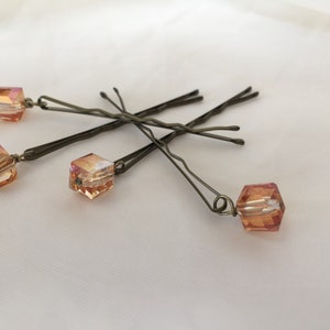 8 Rose Crystal Cube Bridal Bobby pins, Bobby Pins, Elegant crystal hair pins,Crystal Bridal hairpin Bridal Party Hair clips, Bridesmaid gift