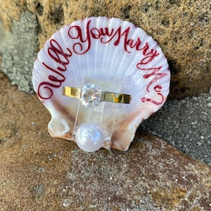 Beach proposal seashell ring holder,Marry me seashell ring holder, proposal ring holder, proposal ring box, will you marry me ring holder