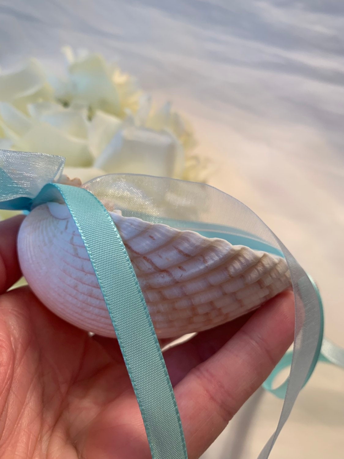 Seashell Wedding Ring Holder Beach Ring Pillowseashell Etsy