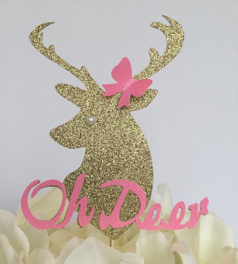 Oh Deer Baby Shower Cake Topper//gold Glitter Oh Deer Baby Etsy