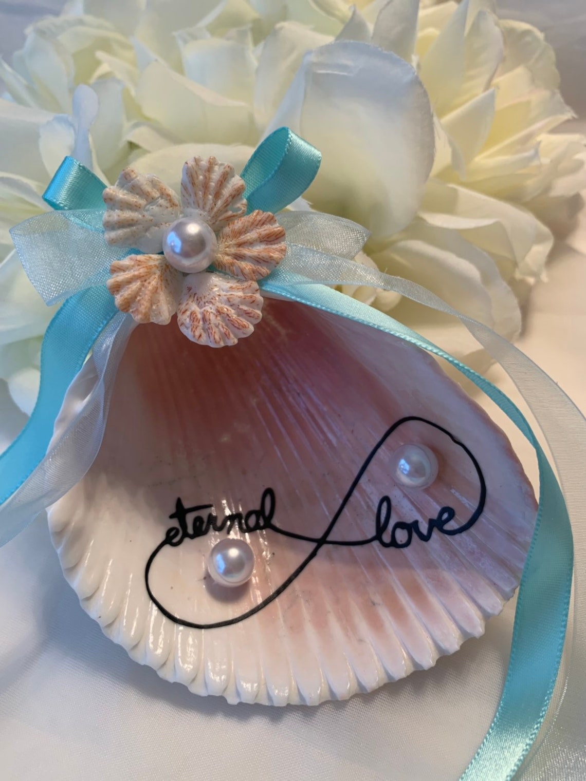 Seashell Wedding Ring Holder Beach Ring Pillowseashell Etsy